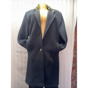 Otello Pelle Vintage Black Woman Size M  Trench Rain Coat‎ Jacket